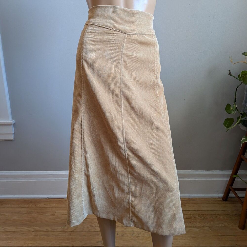 Vintage Y2K American Sweetheart Tan Corduroy Midi Skirt Western Size XL